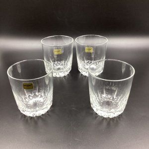 LUMINARC  Set of 4 Clear Cut Cocktail Glasses 10 oz Scotch Whiskey Rock 822